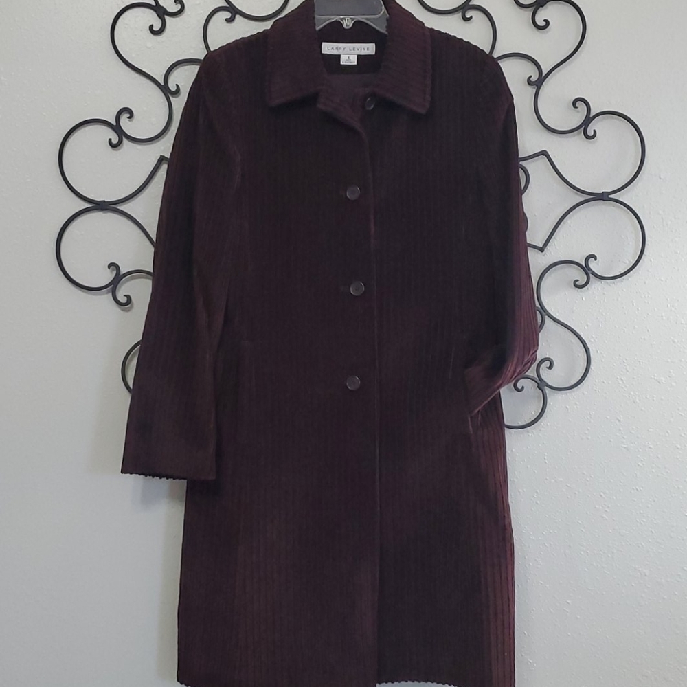 Knee length chocolate corduroy coat